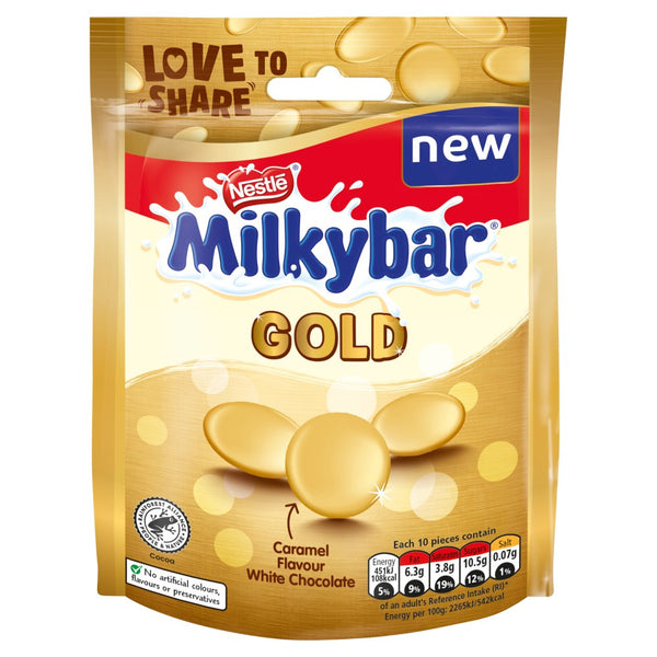Milkybar Buttons Gold Caramel White Chocolate Sharing Bag 86g (Pack of 11)