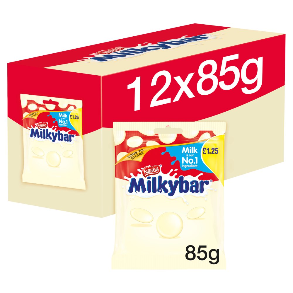Milkybar White Chocolate Giant Buttons Sharing Bag 85g (Pack of 12 ...