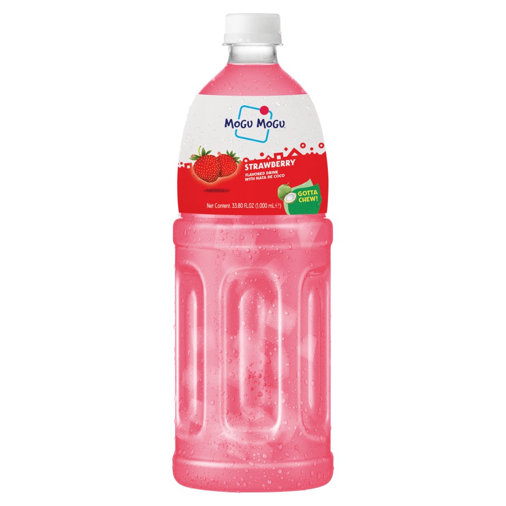 Mogu Mogu Strawberry Flavored Drink with Nata De Coco 1,000ml (Pack of 1)