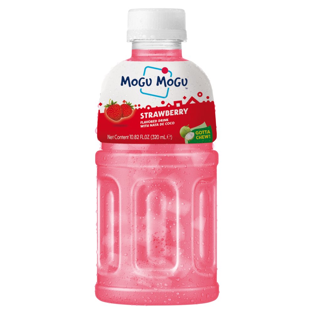 Mogu Mogu Strawberry Flavored Drink with Nata de Coco 320ml (Pack of 6)