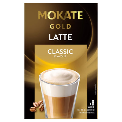 Mokate Gold Latte Classic Flavour Instant Coffee Drink 8 x 12.5g (100g) (Pack of 12)