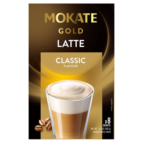 Mokate Gold Latte Classic Flavour Instant Coffee Drink 8 x 12.5g (100g) (Pack of 12)
