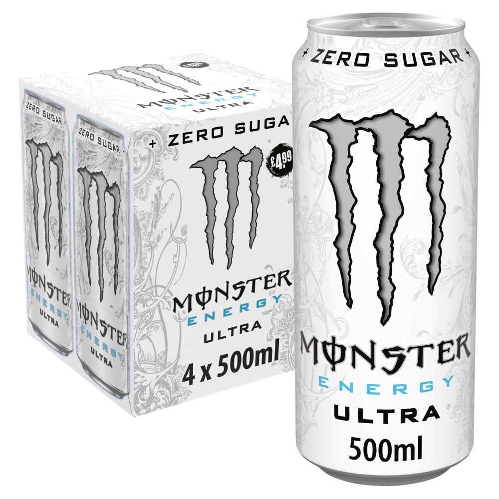 Monster Energy Drink Ultra Zero Sugar 500ml (Pack of 4)