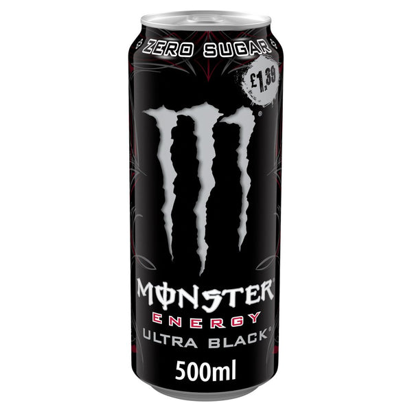 Monster Ultra Black Energy Drink 500ml (Pack of 12)