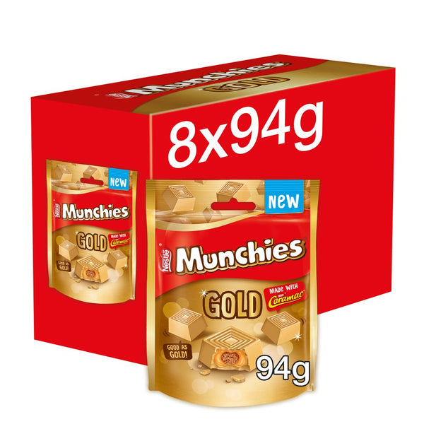 Munchies Gold Caramel Flavour Sharing Bag 94g (Pack of 8)