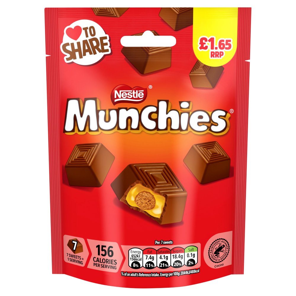 Munchies Milk Chocolate & Caramel Sharing Bag 81g (Pack of 10)