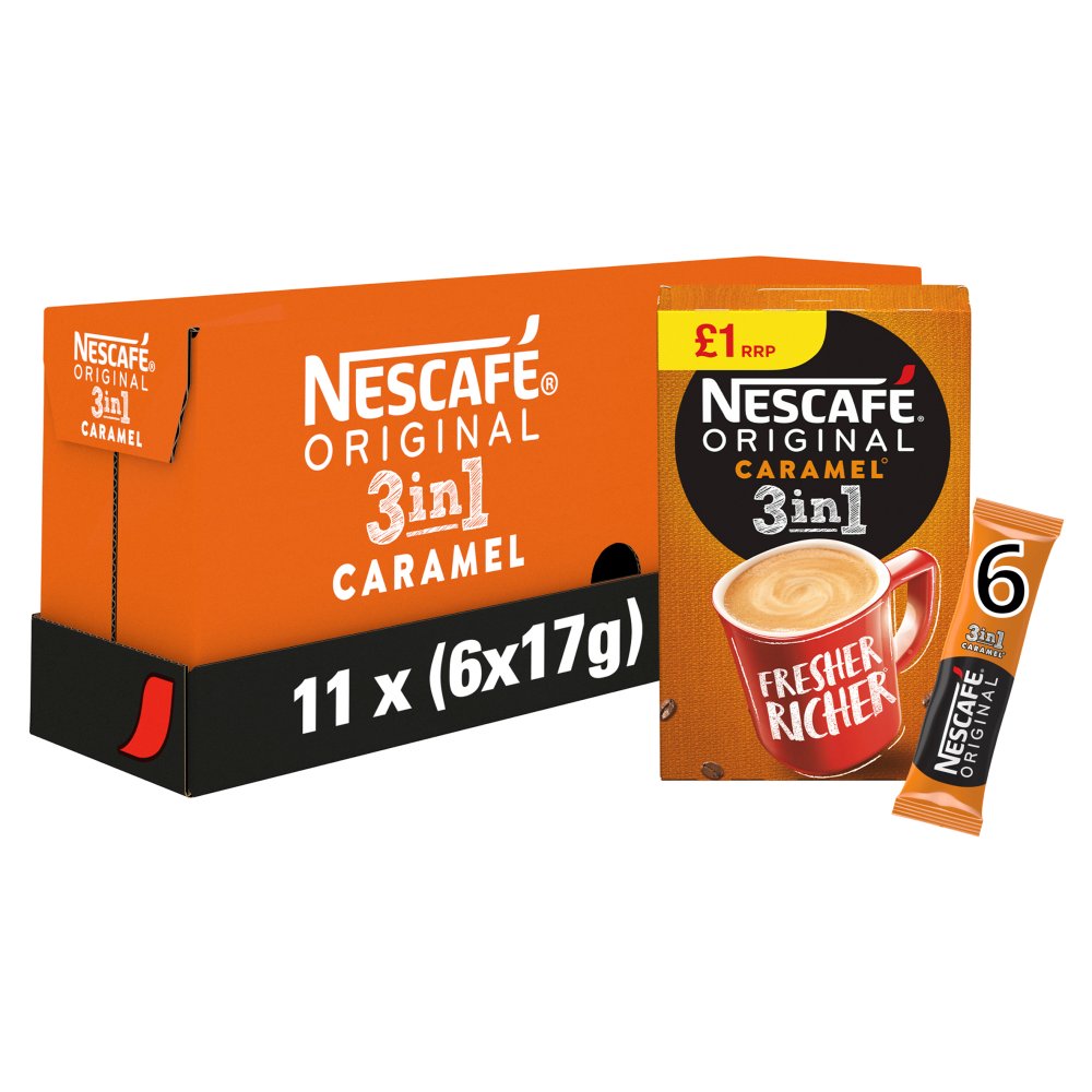 Nescafe 3in1 Caramel Instant Coffee, 6 sachets x 17g (Pack of 11)