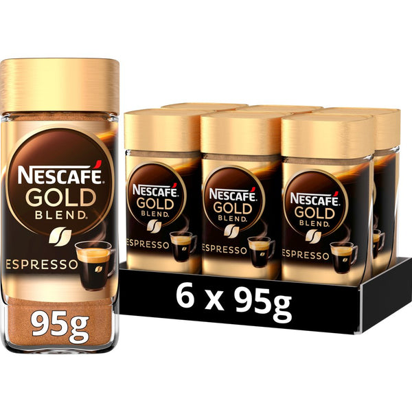 Nescafe Gold Blend Espresso Instant Coffee 95g (Pack of 6)