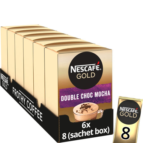 Nescafe Gold Double Choc Mocha Instant Coffee 8 x 20.9g Sachets (Pack of 6)