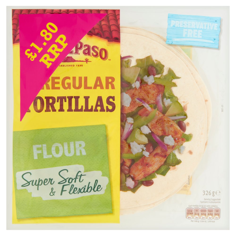 Old El Paso 8 Regular Tortillas 326g (Pack of 6)