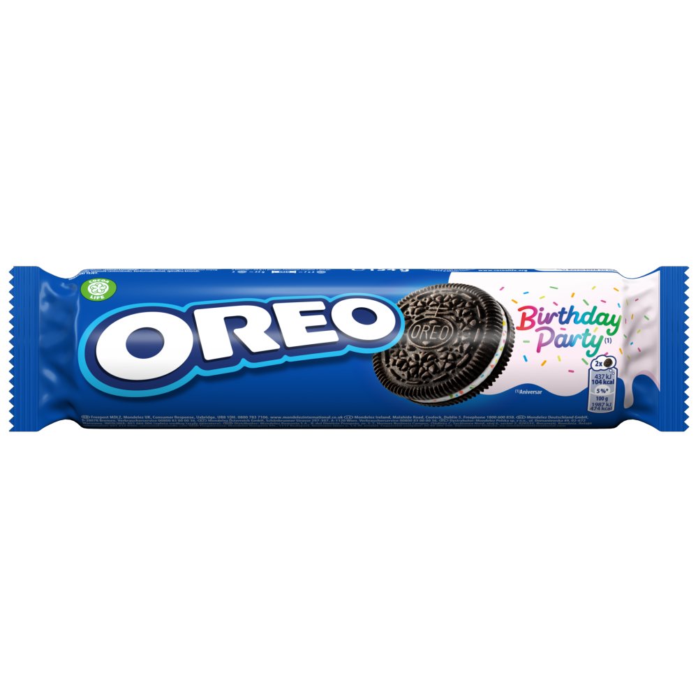 OREO Birthday Party Sandwich Biscuits 154g (Pack of 16)