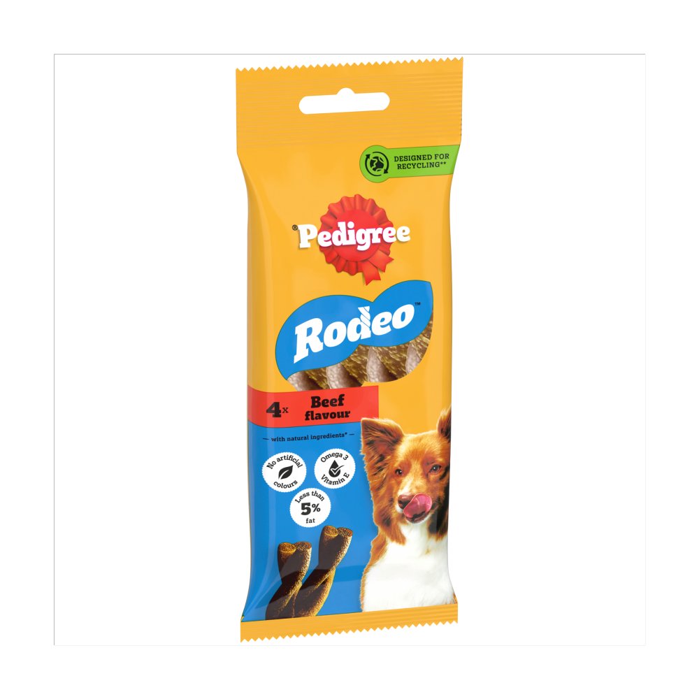 Pedigree Rodeo Adult Dog Treats Beef 4 Sticks 70g (Pack of 20)
