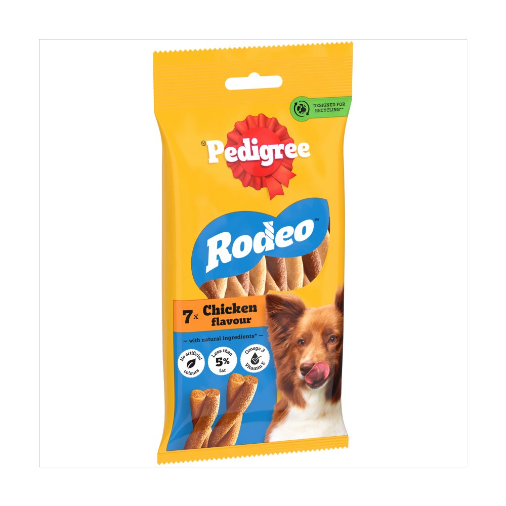 Pedigree Rodeo Adult Dog Treats Chicken 7 Sticks 123g (Pack of 12)