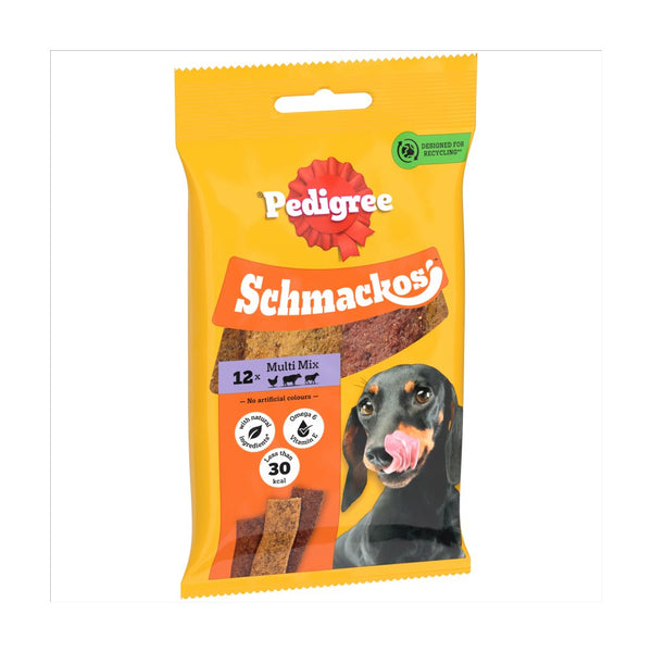 Pedigree Schmackos Adult Dog Treats Multi Mix 12 Strips 86g (Pack of 18)
