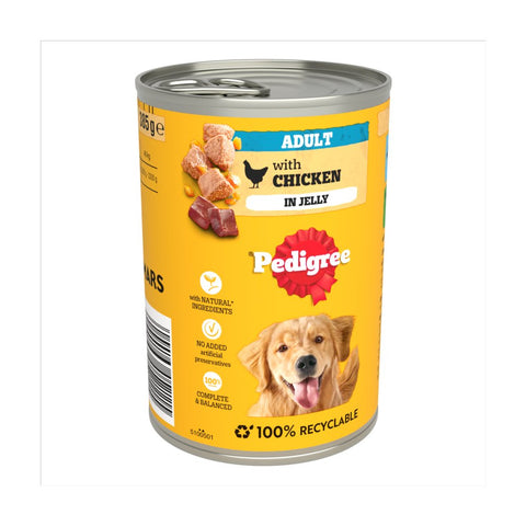 Pedigree Adult Wet Dog Food Tin Chicken in Jelly 385g (Pack of 12)