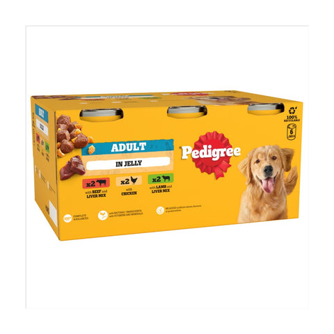 PEDIGREE® Adult Wet Dog Food Mixed Selection Chunks in Jelly 6 x 385g  (Pack of 1)