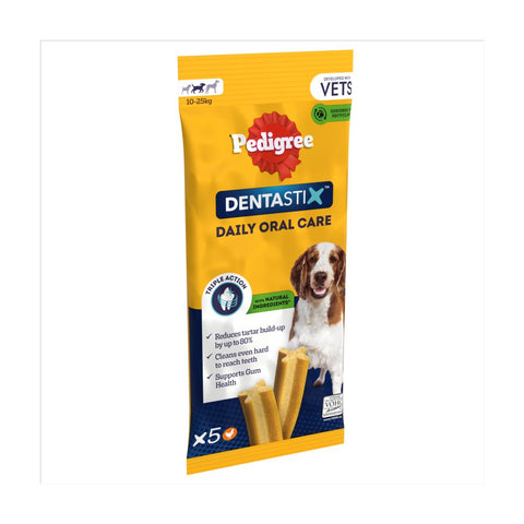 Pedigree Dentastix Daily Adult Medium Dog Treats 5 x Dental Sticks 128g (Pack of 14)