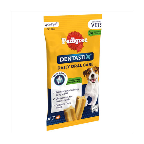 Pedigree Dentastix Daily Adult Small Dog Treats 7 x Dental Sticks 110g (Pack of 10)