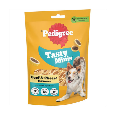 Pedigree Tasty Minis Adult Dog Treats Cheese & Beef Nibbles 140g (Pack of 8)