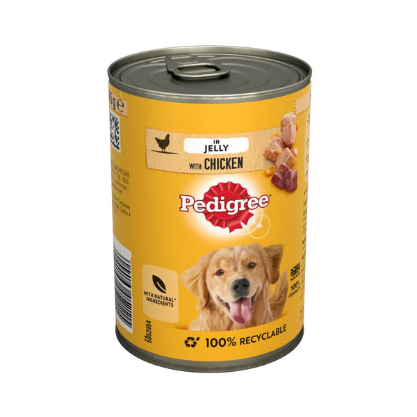 Pedigree Adult Wet Dog Food Tin Chicken in Jelly 385g (Pack of 12)
