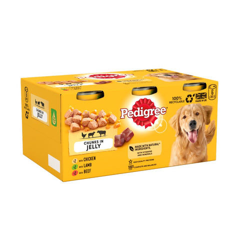 Pedigree Adult Wet Dog Food Tins Mixed in Jelly 6 x 385g (Pack of 1)