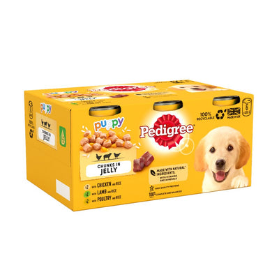 Pedigree Puppy Wet Dog Food Tins Mixed in Jelly 6 x 400g (Pack of 1)