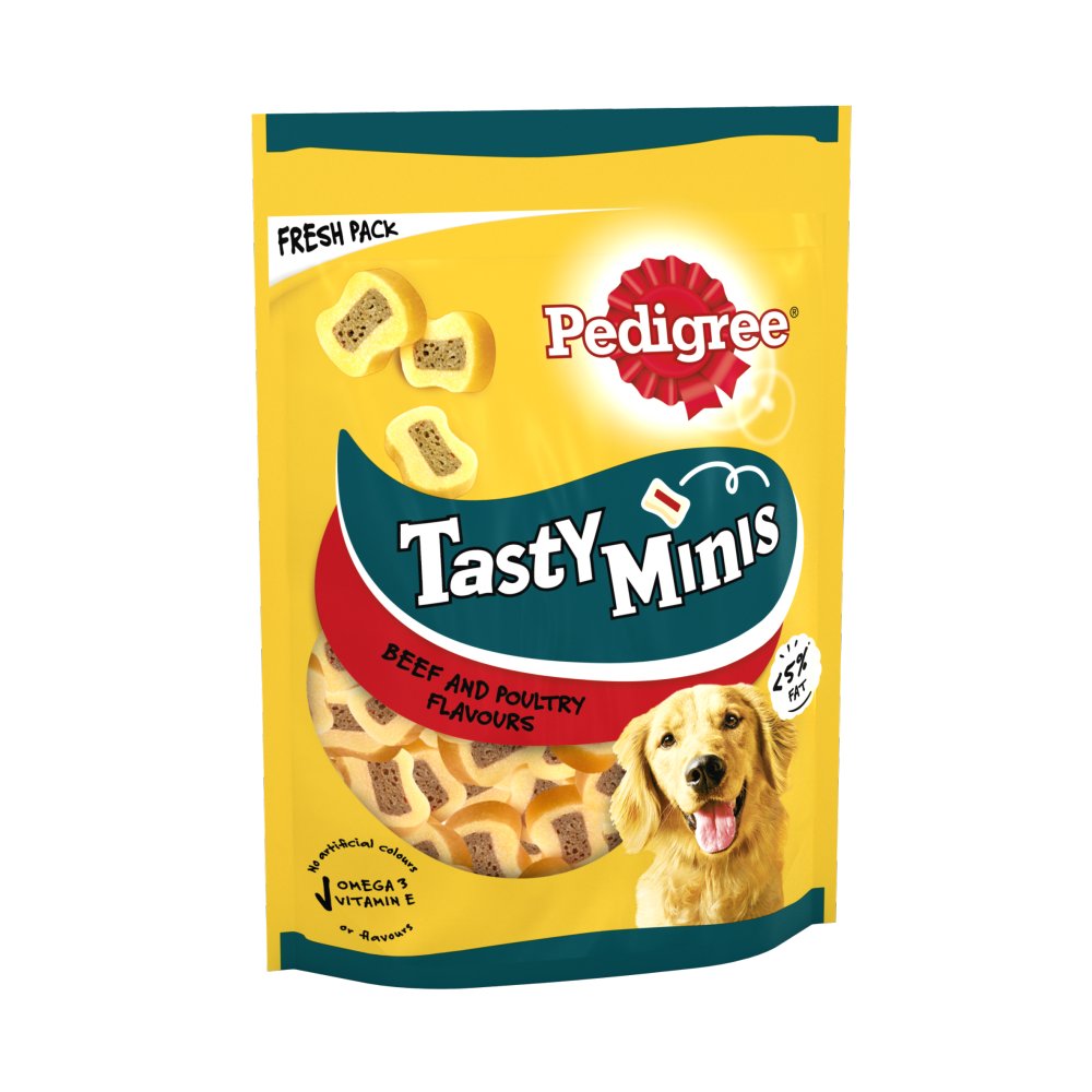 Pedigree Tasty Minis Adult Dog Treats Beef & Poultry Chewy Slices 155g (Pack of 8)