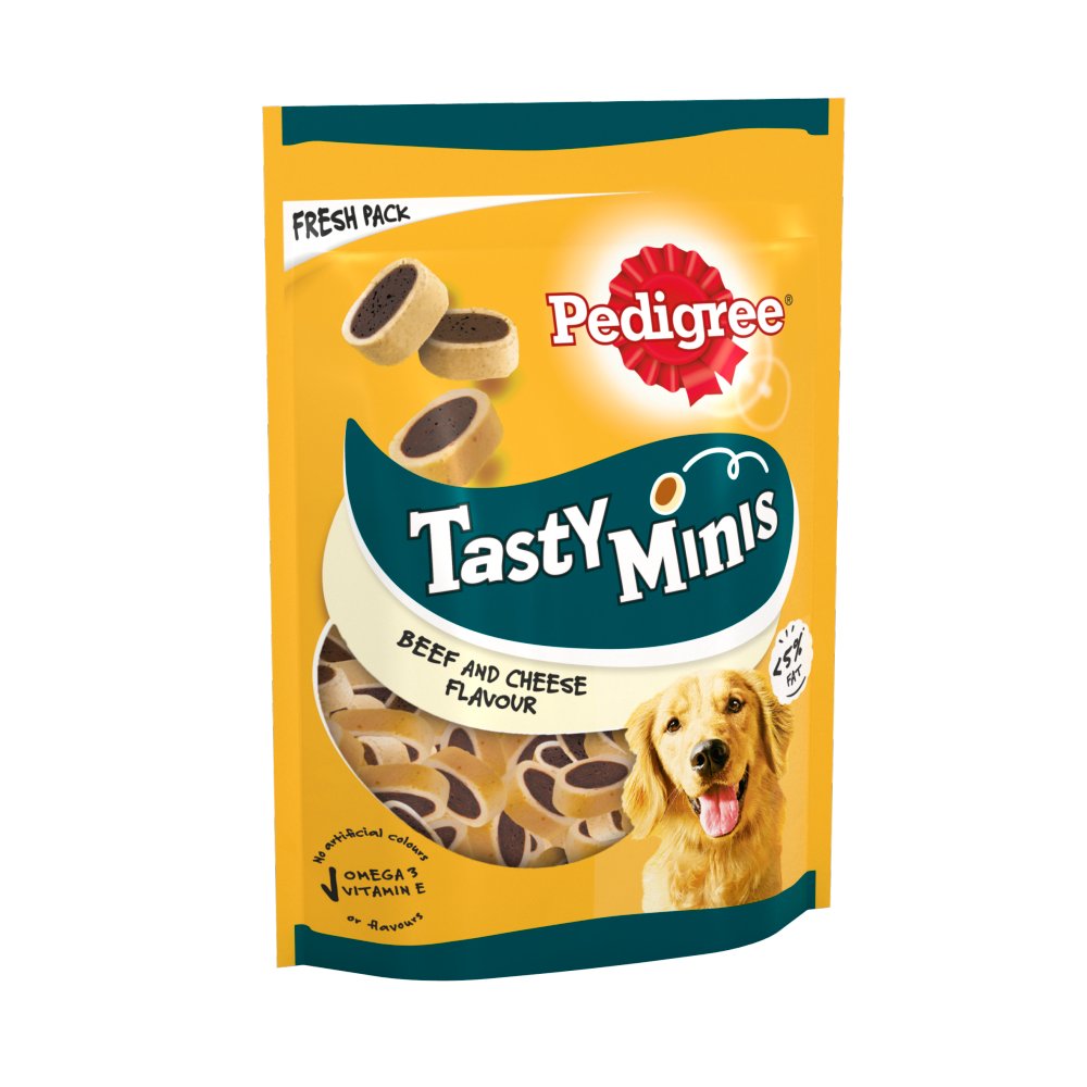 Pedigree Tasty Minis Adult Dog Treats Cheese & Beef Nibbles 140g (Pack of 8)