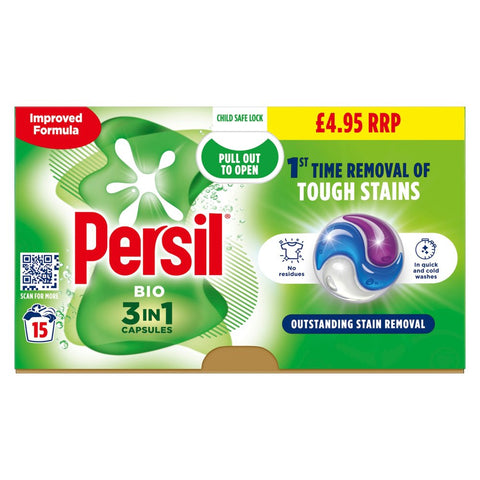 Persil 3 in 1 Washing Capsules Bio 15 Washes(Pack of 4)