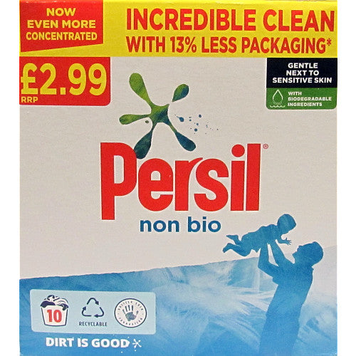 Persil Fabric Cleaning Washing Powder Non Bio 10 Wash (Pack of 7)