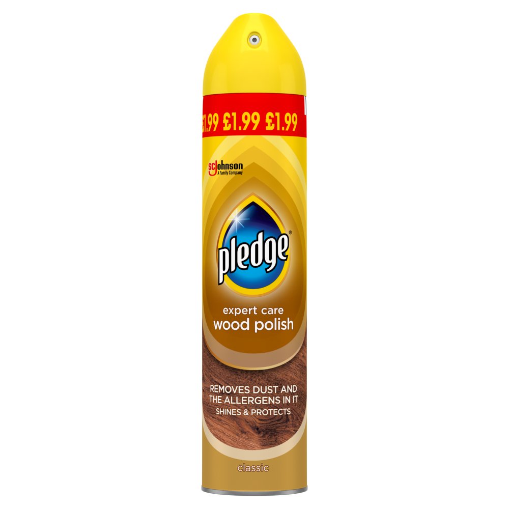Pledge Expert Wood Care Polish Aerosol Classic 250ml (Pack of 6)