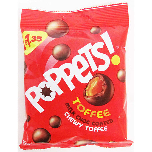 Poppets Milk Choc Coated Chewy Toffee 95g (Pack of 10)