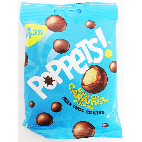 Poppets Salted Caramel Fudge Milk Choc Coated 95g (Pack of 10)