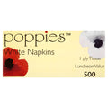 Poppies Luncheon Value White Napkins 1 Ply Tissue x 500 Sheets (Pack of 1)