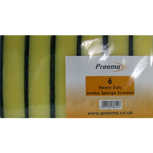 Preema 6 Heavy Duty Jumbo Sponge Scourers 60g (Pack of 1)