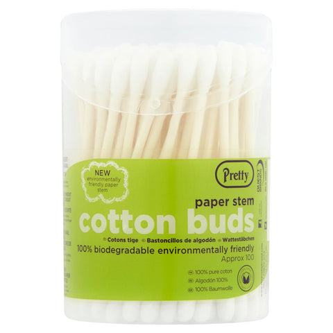 Pretty 100 Paper Stem Cotton Buds (Pack of 12)