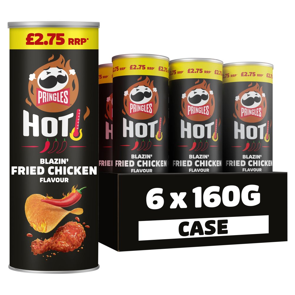 Pringles Hot Blazin' Fried Chicken sharing crisps 160g (Pack of 6)