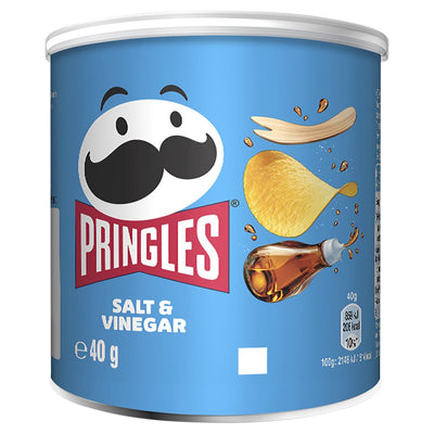 Pringles Salt & Vinegar Crisps Can, 40g (Pack of 12)