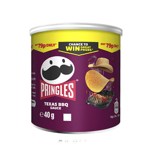 Pringles Texas BBQ Sauce Crisps Can 40g (Pack of 12)