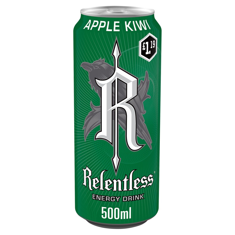 Relentless Apple & Kiwi Energy Drink 500ml (Pack of 12)