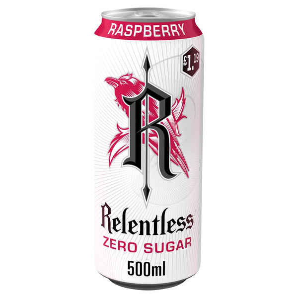 Relentless Raspberry Zero Energy Drink 500ml (Pack of 12)