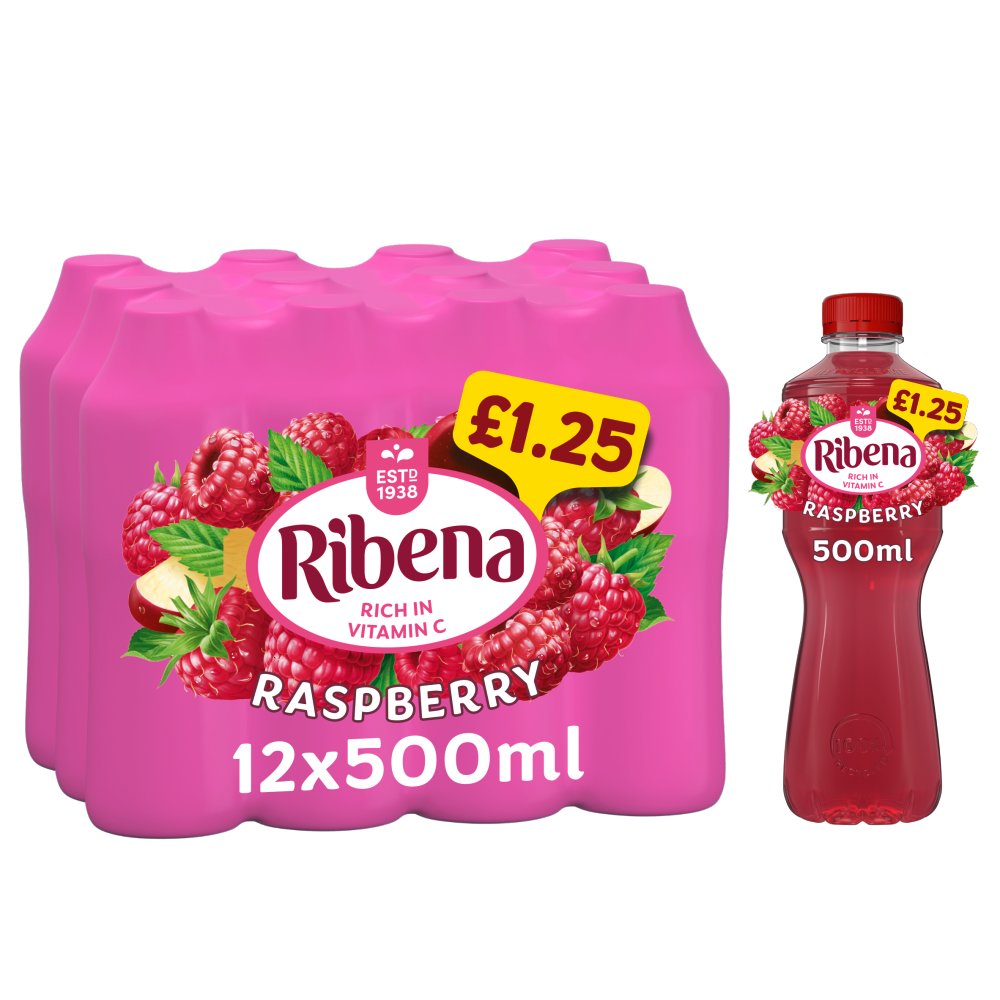Ribena Raspberry Juice Drink 500ml (Pack of 12)
