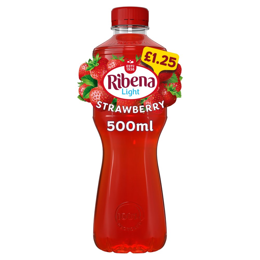 Ribena Strawberry Juice Drink No Added Sugar 500ml (Pack of 12)