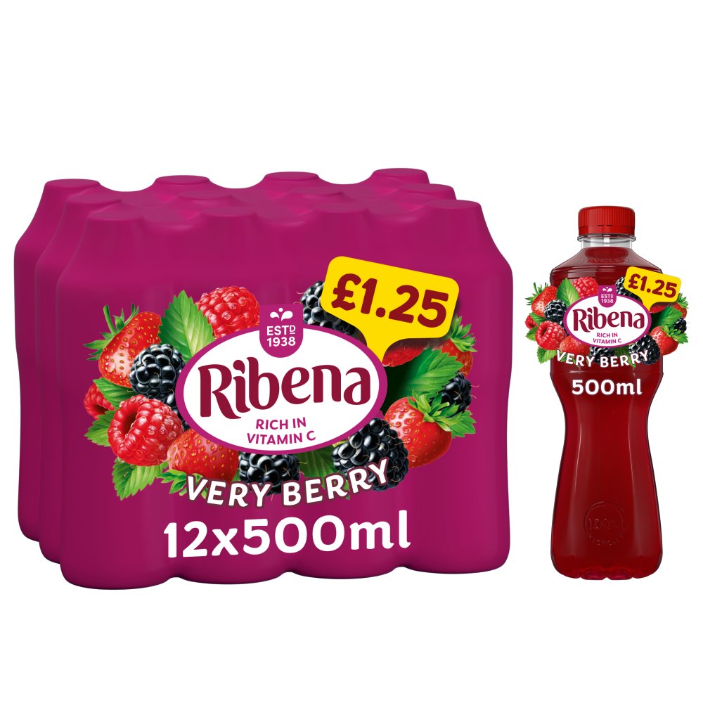 Ribena Very Berry Juice Drink 500ml (Pack of 12)
