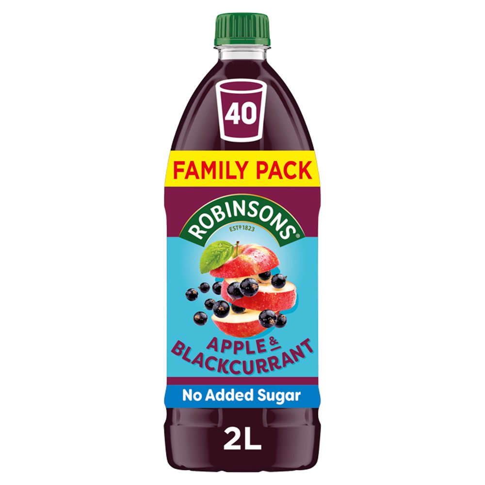 Robinsons Apple & Blackcurrant No Added Sugar Squash 2L (Pack of 6)
