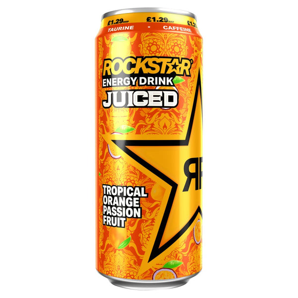Rockstar Energy Drink Juiced Tropical Orange Passion Fruit Can 500ml (Pack of 12)