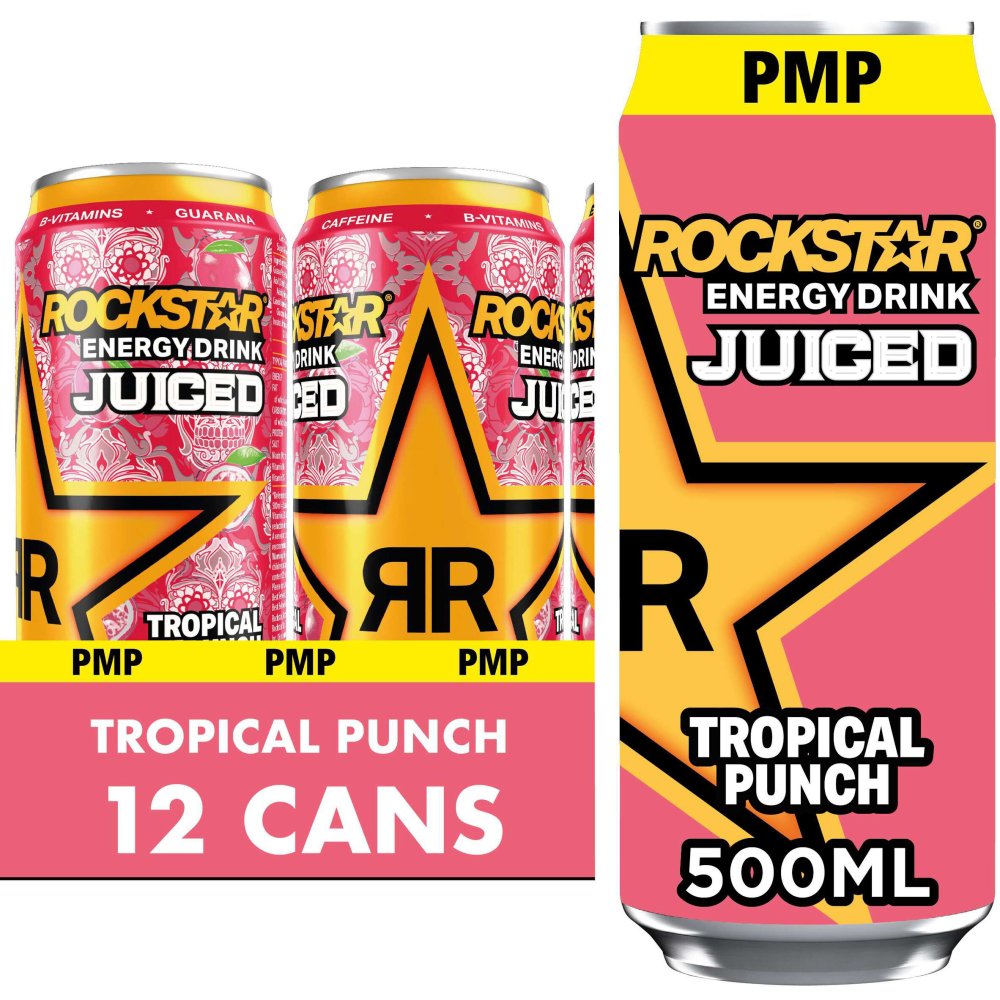 Rockstar Energy Drink Juiced Tropical Punch 500ml (Pack of 12)