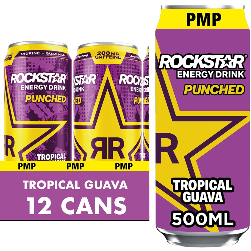 Rockstar Energy Drink Punched Tropical Guava 500ml (Pack of 12)