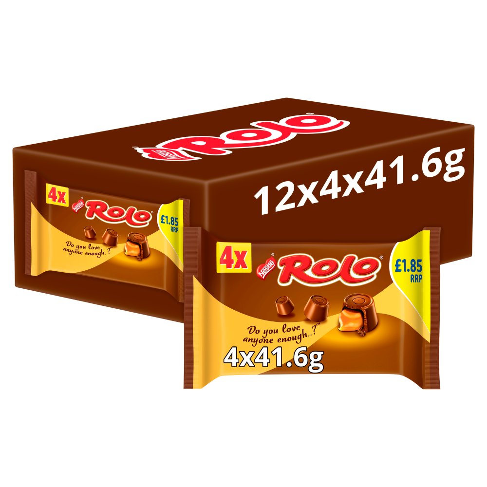 Rolo Milk Chocolate & Toffee Tube 4 Pack Multipack 41.6g (Pack of 12)