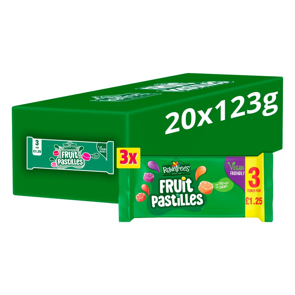Rowntree's Fruit Pastilles Sweets 3 Pack Multipack 123g (Pack of 20)
